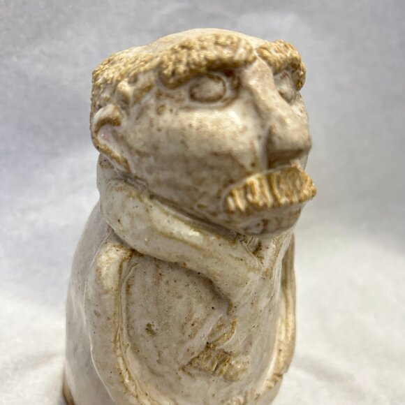 Handmade Glazed Clay Terracotta Man Figurine Sculpture Signed Folk Art Pottery - Picture 16 of 16